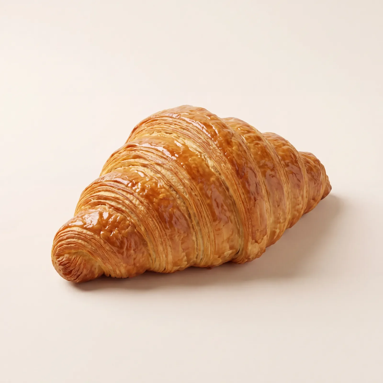A realistic 3D render of Manna's butter croissant