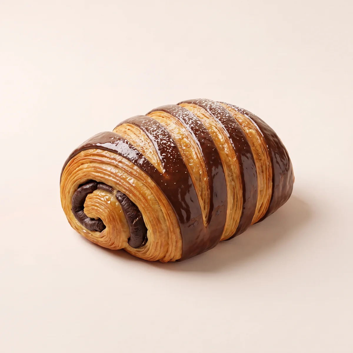 A realistic 3D render of Manna's pain au chocolat