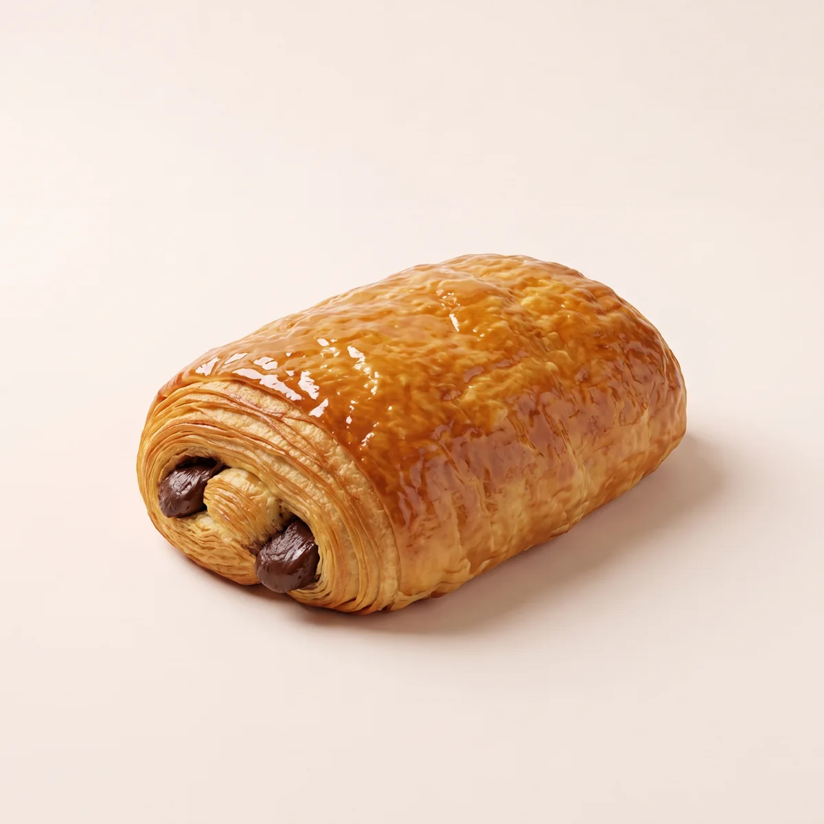 A realistic 3D render of Manna's hazelnut pain suisse