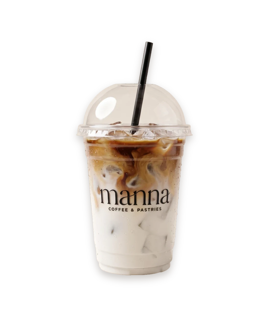 A realistic 3D render of a iced latte from Manna
