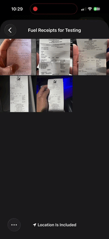 iOS Photos album of fuel receipts used as the on-device test corpus